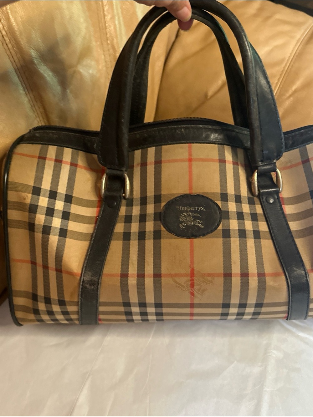 Vintage Burberry Plaid Duffel Boston Bag with Black Leather Trim - Picture 16 of 16